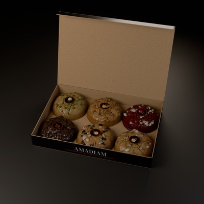 Coffret 6 cookies à composer – étui ouvert